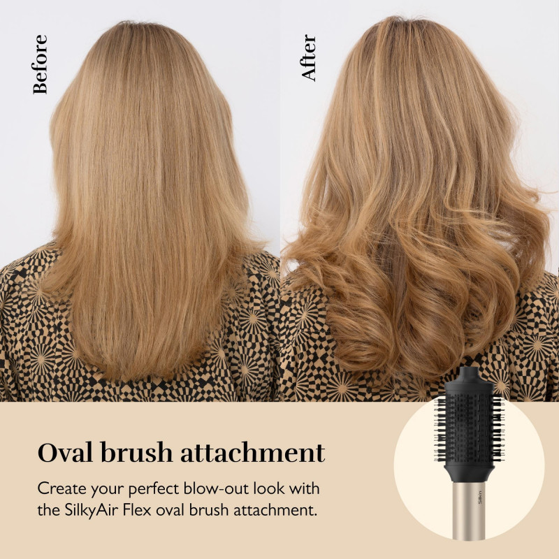 Уред за стилизиране и сушене 8в1 Silk'n SilkyAir Flex SIF8PE1001, 1300W, Автоматично къдрене и контрол на темп, 39-90°C, 3 скорости, Самопочистване, Йонизация, Черен/златист