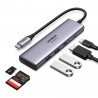 Докинг станция 6в1 UGREEN CM511, PD 100W, USB-C към 3x USB-A/1xHDMI/1xSD/1xMicroSD, До 4K@60fps, Сив