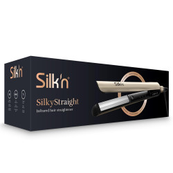 Преса за коса Silk'n SilkyStraight SIS1PE1001, 45W, 12 настройки на темп, LED дисплей, Титаниеви плочи, Инфрачервена технология, Йонизация, 120-230°C, Памет, Розово злато
