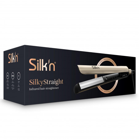 Преса за коса Silk'n SilkyStraight SIS1PE1001, 45W, 12 настройки на темп, LED дисплей, Титаниеви плочи, Инфрачервена технология, Йонизация, 120-230°C, Памет, Розово злато