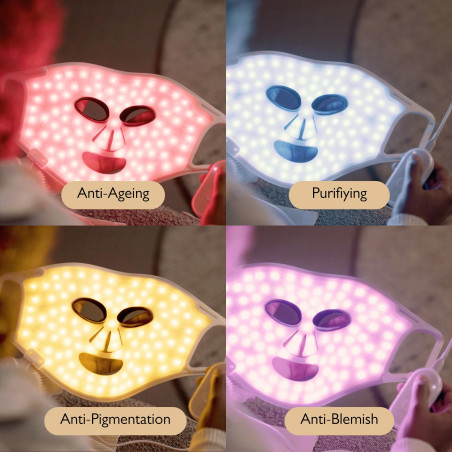 Фототерапевтична маска за лице Silk'n LED Face Mask 100 FLM100PE1001, Автономия 130 мин, 4 режима, 10 минутна сесия, Гъвкав дизайн, Бял