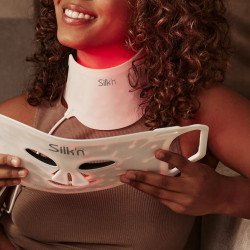 Фототерапевтична маска за лице Silk'n LED Face Mask 100 FLM100PE1001, Автономия 130 мин, 4 режима, 10 минутна сесия, Гъвкав дизайн, Бял