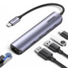 Докинг станция 5в1 UGREEN CM418, PD 100W, USB-C към 1xUSB-C(PD)/2xUSB-A/1xHDMI/RJ45, 4K@30fps, Сив