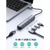 Докинг станция 5в1 UGREEN CM418, PD 100W, USB-C към 1xUSB-C(PD)/2xUSB-A/1xHDMI/RJ45, 4K@30fps, Сив