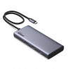 Докинг станция 8в1 UGREEN CM639, PD 100W, USB-C към 1xUSB-C(PD)/2x USB-C/2xUSB-A/2xHDMI/DP, 4K@60fps, Сив