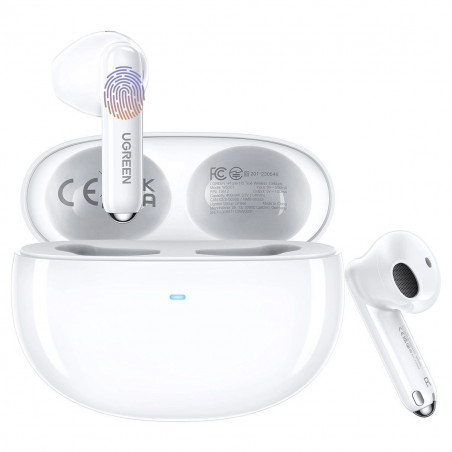 Безжични слушалки UGREEN HiTune H5 TWS WS201, 6 часа, ANC шумоизолация, IPX5, Сензорно управление, BT 5.3, Бял