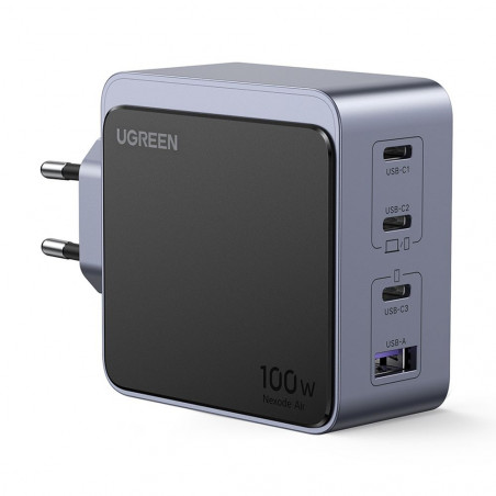 Зарядно устройство UGREEN GaN X565, PD 3.0 100W, 3xUSB-C/1xUSB-A, GaN технология, ,  Сив