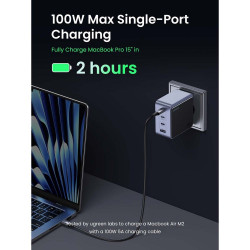 Зарядно устройство UGREEN GaN X565, PD 3.0 100W, 3xUSB-C/1xUSB-A, GaN технология, ,  Сив