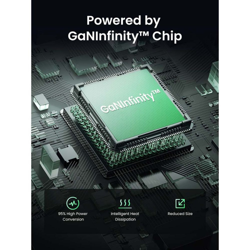Зарядно устройство UGREEN GaN X565, PD 3.0 100W, 3xUSB-C/1xUSB-A, GaN технология, ,  Сив