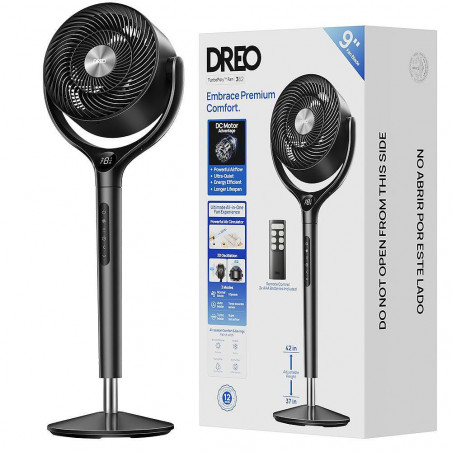 Вентилатор Dreo TurboPoly™ Fan 362, 36W, 3 режима, 9 скорости, 3D осцилация 120°, HyperSilent, Черен