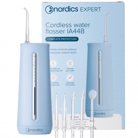 Зъбен душ Nordics IA44B, 230 мл, IPX8, 5 режима, 5 степени на струя, USB-C, Син