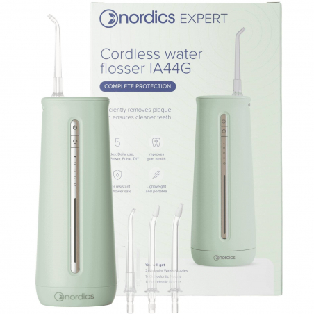 Зъбен душ Nordics IA44G, 230 мл, IPX8, 5 режима, 5 степени на струя, USB-C, Зелен