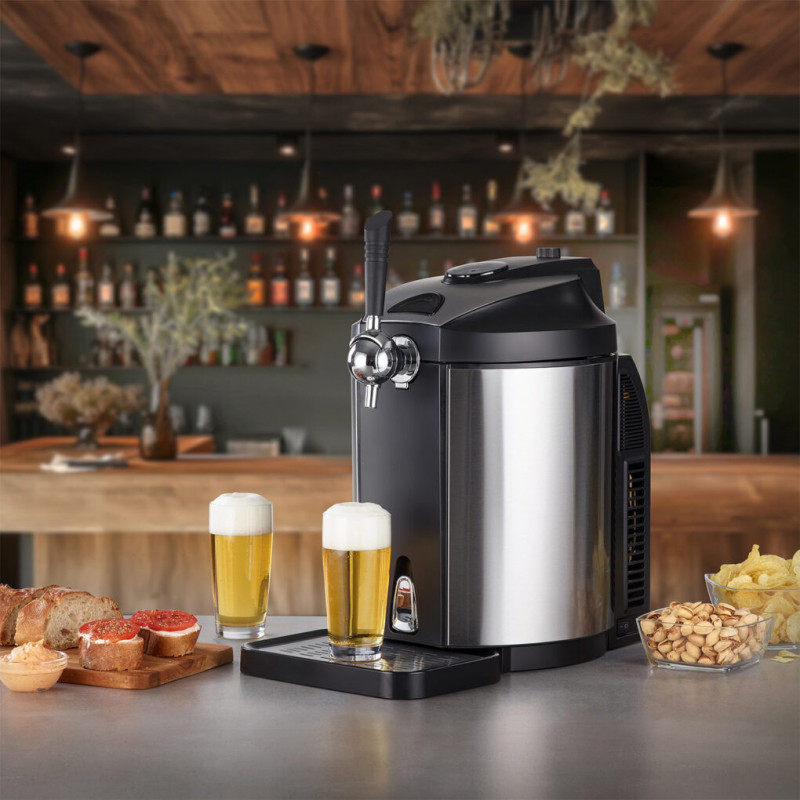 Охлаждащ диспенсър за бира Caso BeerMaster, 65W, 5 л, 4-12°C, CO2, Регулуране на налягането, Свежест до 10 дни, Черен/сребрист