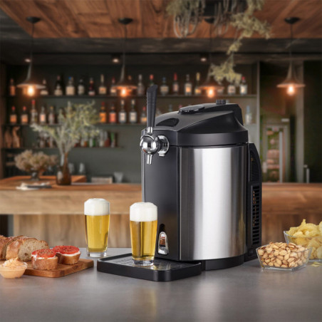 Охлаждащ диспенсър за бира Caso BeerMaster, 65W, 5 л, 4-12°C, CO2, Регулуране на налягането, Свежест до 10 дни, Черен/сребрист