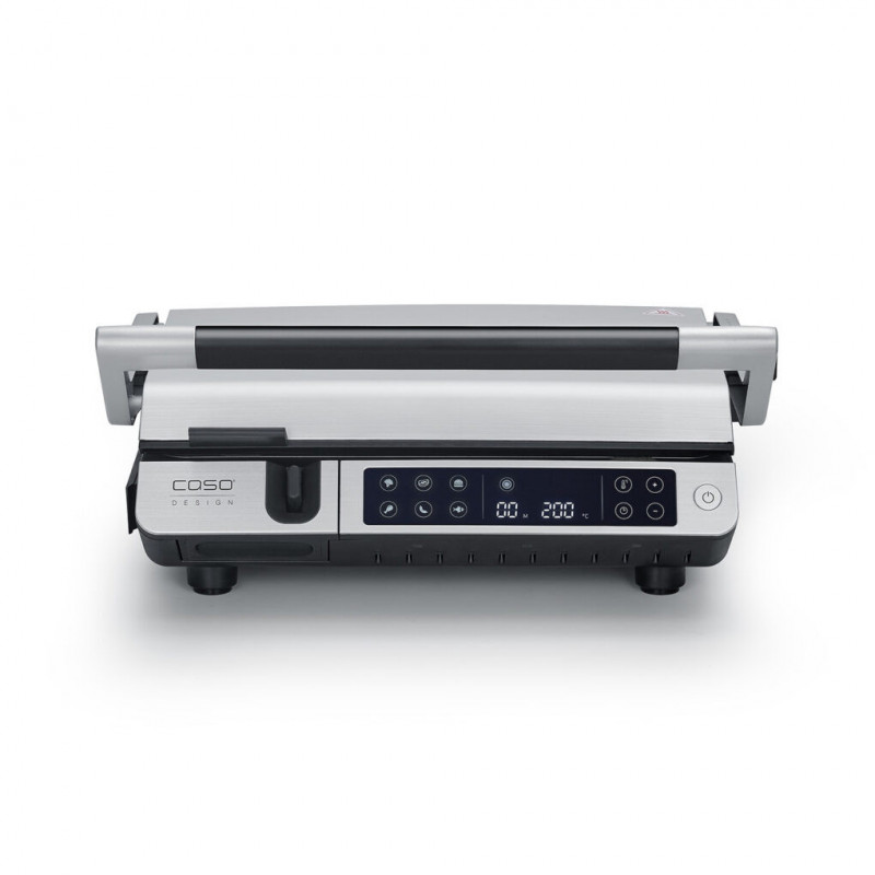 Електрическа скара 3в1 Caso Germany SteakMaster Pro, 2000W, 34х24 см, 80-240°C, Керамично покритие, Таймер, Сензорно управление, Инокс/черен