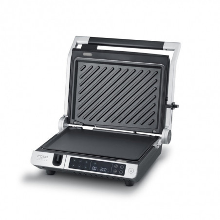 Електрическа скара 3в1 Caso Germany SteakMaster Pro, 2000W, 34х24 см, 80-240°C, Керамично покритие, Таймер, Сензорно управление, Инокс/черен