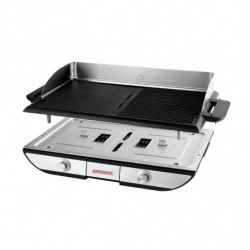 Електрически грил с подвижни плочи Gastroback Advanced Pro 42523, 2300W, 50х30 см, 90-240°C, Гладка/оребрена, Незалепваща, Тава за мазнина, Черен/инокс