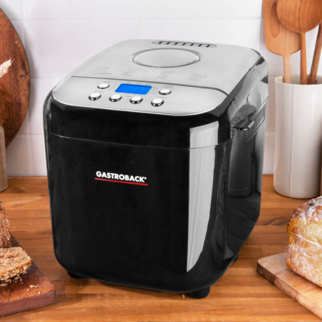 Хлебопекарна Gastroback Design Pro 42822, 500W, 500-750-1000 гр, 19 програми, Незалепващ съд, 7 вида хляб, 3 нива на изпичане, Черен