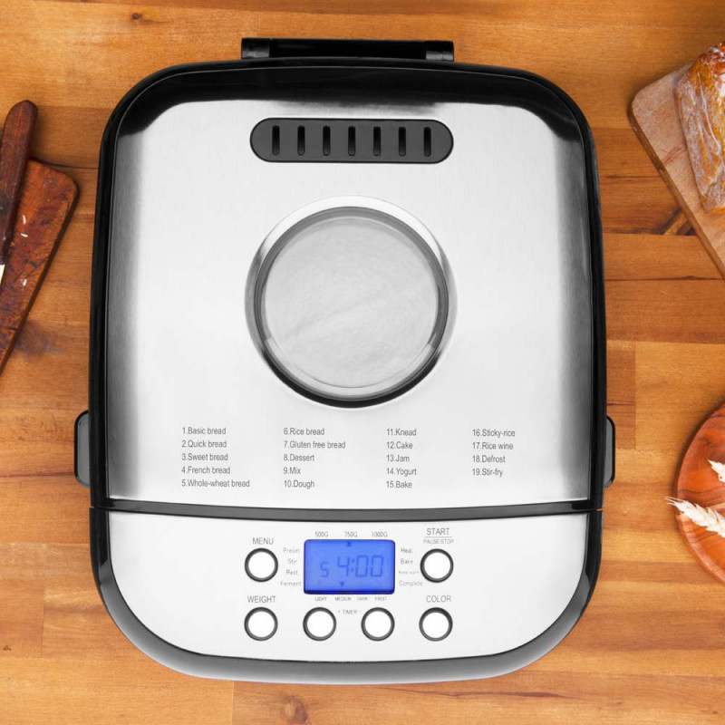 Хлебопекарна Gastroback Design Pro 42822, 500W, 500-750-1000 гр, 19 програми, Незалепващ съд, 7 вида хляб, 3 нива на изпичане, Черен