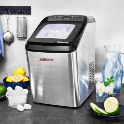 Ледогенератор Gastroback Bartender Pro 41143, 145W, 15 кг/24 ч, 2.8 л, 2 размера, R600a, LED, Без CFC, Инокс/черен