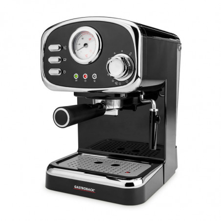 Дизайнерска еспресо машина Gastroback Basic 42615, 1100W, 15 bar, 1.25 l, Затопляне на чаши, Подвижни части, Порт-филтър, Черен