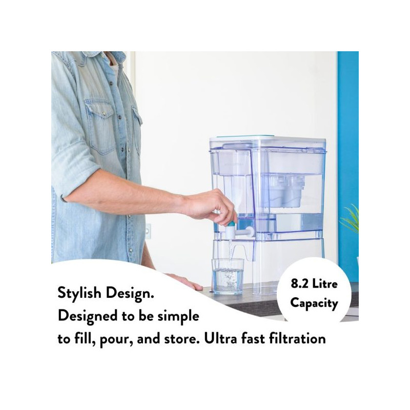 Диспенсър за филтриране на вода Aqua Optima Perfect Pour WD1003, 8,2 л, 5 степенна филтрация, Без BPA, Evolve+, Бял/прозрачен