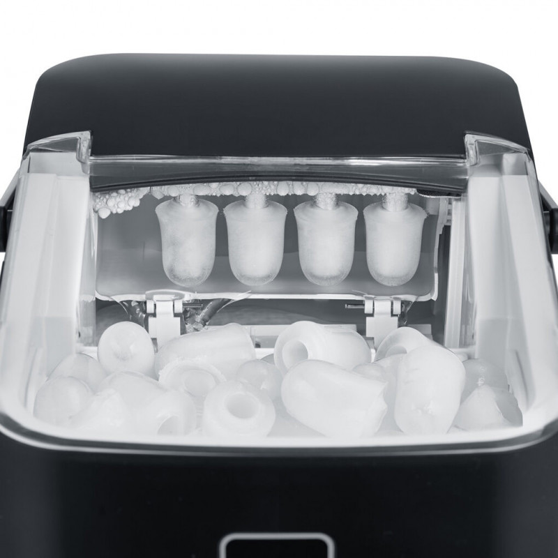 Ледогенератор Caso IceChef Compact 3401, 120W, 1 л, 12 кг/24 ч, 2 размера, Самопочистване, Компресорен, Черен мат