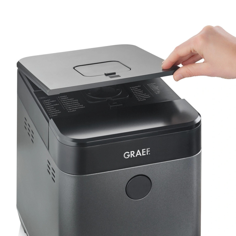 Хлебопекарна Graef BA806, 520W, 500-750 гр, 36 програми, Незалепващо покритие, 3 степени, Таймер с отложен старт, Черен