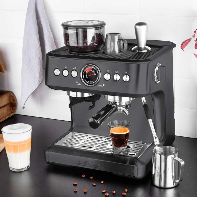 Еспресо машина Gastroback Advanced Urban Duo 42627, 3000W, 15 bar, 30 степени на смилане, Dual Thermoblock, Pre-brew, Манометър, Черен