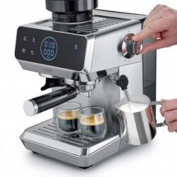 Еспресо машина Caso EspressoGourmet&Grind, 1500W, 20 bar, 1.8 л, Ulka, Pre-infusion, Cold Brew Сензорно управление, Мелачка, Портафилтър, Инокс