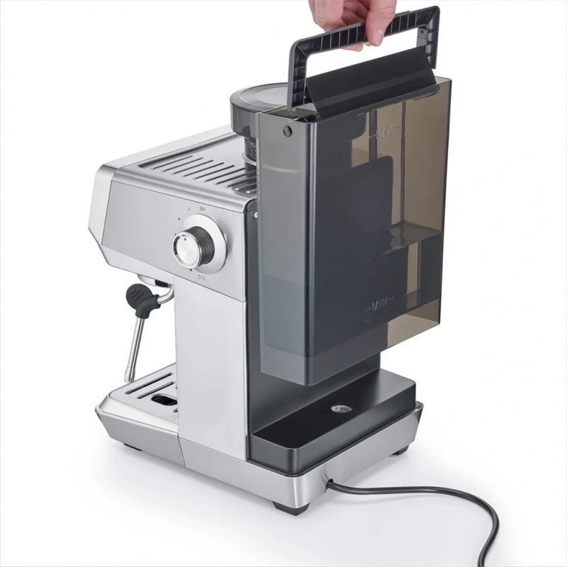 Еспресо машина Caso EspressoGourmet&Grind, 1500W, 20 bar, 1.8 л, Ulka, Pre-infusion, Cold Brew Сензорно управление, Мелачка, Портафилтър, Инокс