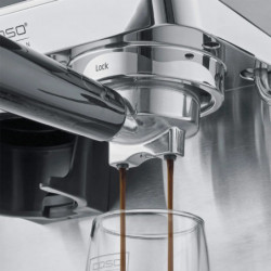 Еспресо машина Caso EspressoGourmet&Grind, 1500W, 20 bar, 1.8 л, Ulka, Pre-infusion, Cold Brew Сензорно управление, Мелачка, Портафилтър, Инокс