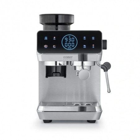 Еспресо машина Caso EspressoGourmet&Grind, 1500W, 20 bar, 1.8 л, Ulka, Pre-infusion, Cold Brew Сензорно управление, Мелачка, Портафилтър, Инокс