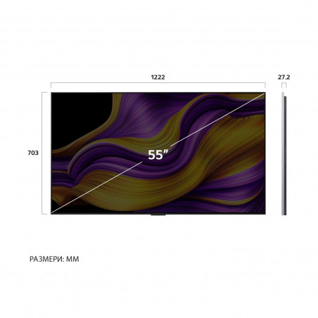 Телевизор LG OLED55G51LW, 4K UltraHD 3840 x 2160, 55", Клас E, Tandem OLED, Smart TV, Dolby Vision, AI Upscaling, webOS, Черен