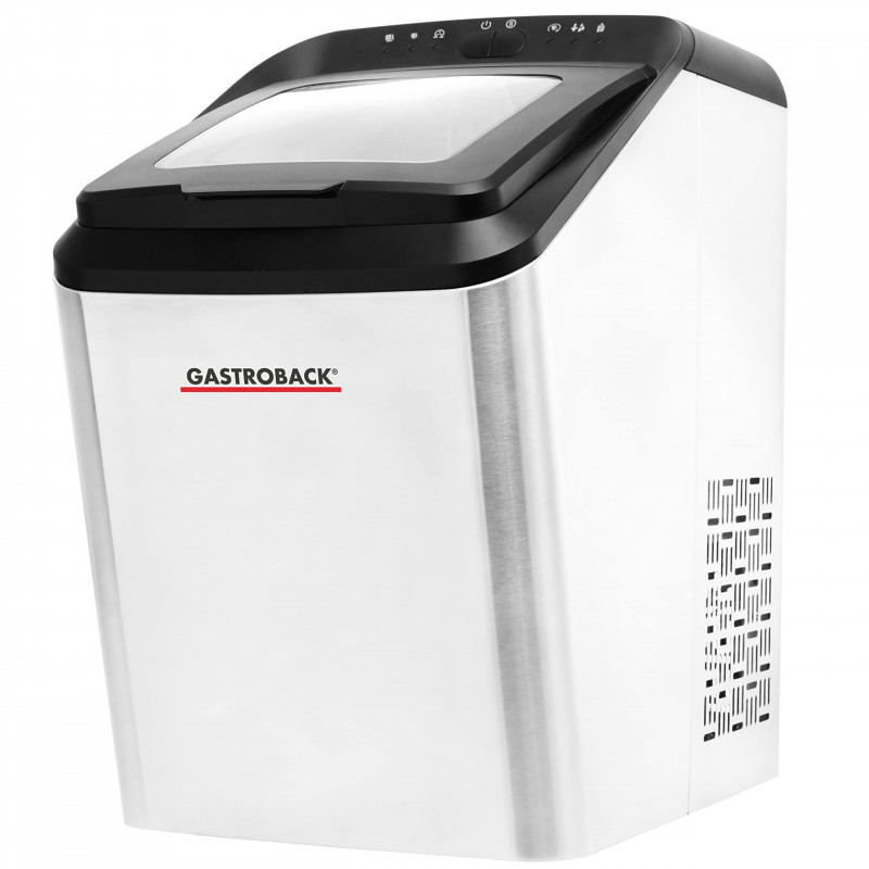 Ледогенератор Gastroback Bartender Pro 41143, 145W, 15 кг/24 ч, 2.8 л, 2 размера, R600a, LED, Без CFC, Инокс/черен