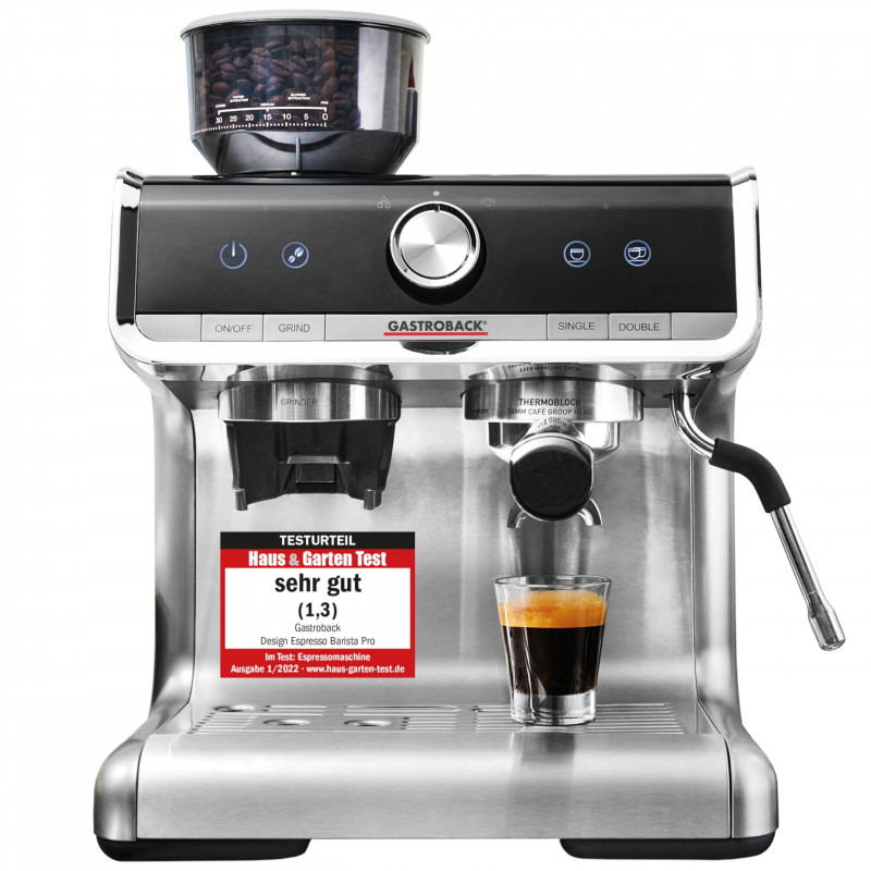 Еспресо машина Gastroback Espresso Barista Pro 42616, 1550W, 15 bar, 2.8 l, ULKA, PID, 30 степени на смилане, Инокс