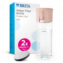 Филтрираща бутилка за вода Brita Fill & Go Vital, 600 мл, MicroDisc филтри, Без BPA, Розов