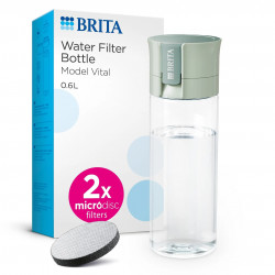 Филтрираща бутилка за вода Brita Fill & Go Vital, 600 мл, MicroDisc филтри, Без BPA, Светлозелен