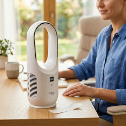 Настолен вентилатор Adler AD 7343, До 6 часа, 3 скорости, LED дисплей, USB-C, Бял