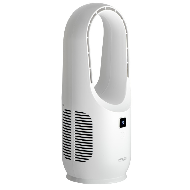 Настолен вентилатор Adler AD 7343, До 6 часа, 3 скорости, LED дисплей, USB-C, Бял