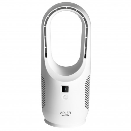 Настолен вентилатор Adler AD 7343, До 6 часа, 3 скорости, LED дисплей, USB-C, Бял