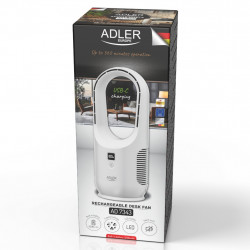 Настолен вентилатор Adler AD 7343, До 6 часа, 3 скорости, LED дисплей, USB-C, Бял