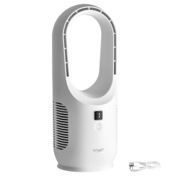 Настолен вентилатор Adler AD 7343, До 6 часа, 3 скорости, LED дисплей, USB-C, Бял