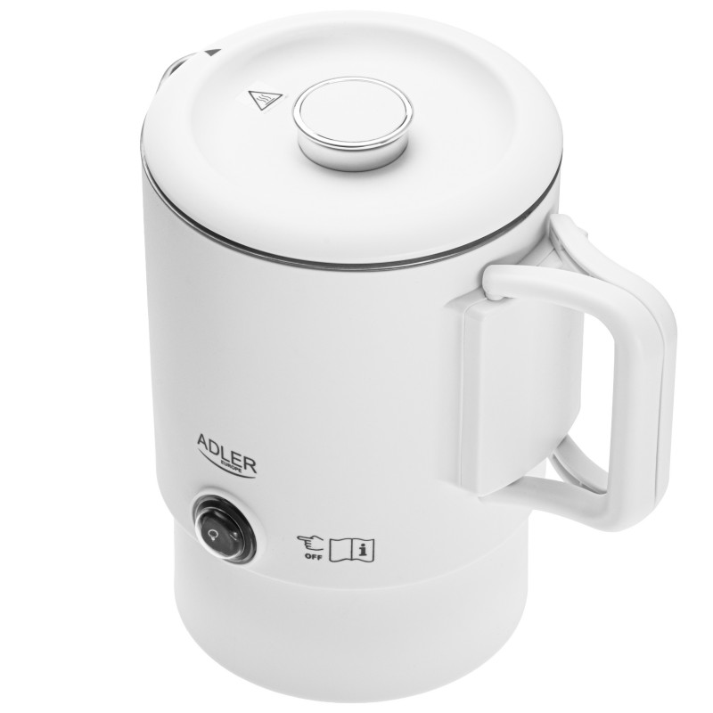 Електрическа кана за туризъм Adler AD 1388w, 650W, 0.8 л, Сваляем капак, Въртяща се основа, Бял