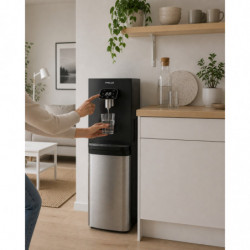 Диспенсър за вода Finlux FWD-2611TS, 520W, 12-95°C, Охлаждане 3 л/ч, Затопляне 5 л/ч, Компресорен, Черен/сребрист