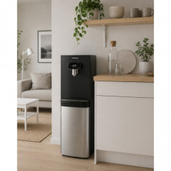 Диспенсър за вода Finlux FWD-2611TS, 520W, 12-95°C, Охлаждане 3 л/ч, Затопляне 5 л/ч, Компресорен, Черен/сребрист