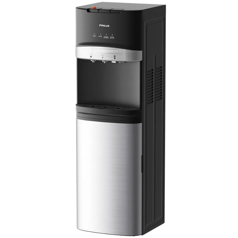 Диспенсър за вода с ледогенератор Finlux FWD-2602IM, 520W, 12-95°C, Охлаждане 4 л/ч, Затопляне 5 л/ч, Компресорен, Черен/сребрист