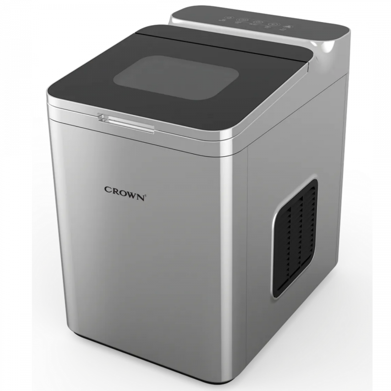 Ледогенератор Crown ICM-625S, 112W, 12 кг/24 ч, 1.5 л, 2 размера, Самопочистване, R600a, Индикатори, Инокс