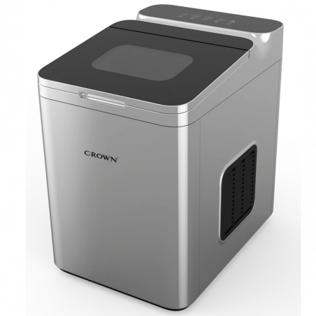 Ледогенератор Crown ICM-625S, 112W, 12 кг/24 ч, 1.5 л, 2 размера, Самопочистване, R600a, Индикатори, Инокс