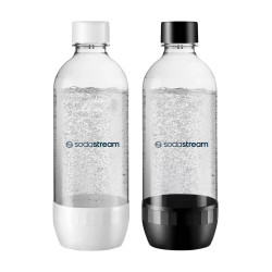 Комплект бутилки за газиране SodaStream Jet, 1 л, 2 бр, Без BPA, Подходящи за съдомиялна машина, Черен